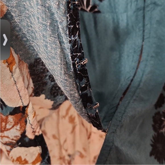 Free People Teal and Floral Blouse - Picture 4 of 5